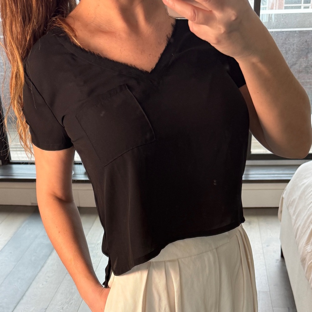 Black V-Neck Blouse